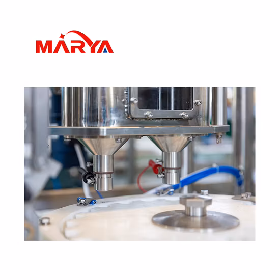 Macchina automatica per il riempimento, la tappatura e la tappatura di flaconi in vetro farmaceutico con polvere liquida